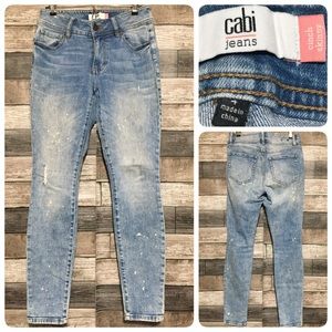 Cabi Cinch Skinny Jeans Women’s 4 Light Wash Distressed Bleached (Inseam 29)